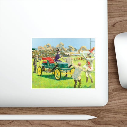 Back For the Big Game, 1909 Stanley Steamer, Great Moments in Early American Motoring, 1970 (Magazine Illustration) STICKER Vinyl Die-Cut Decal-The Sticker Space