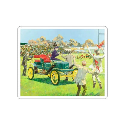 Back For the Big Game, 1909 Stanley Steamer, Great Moments in Early American Motoring, 1970 (Magazine Illustration) STICKER Vinyl Die-Cut Decal White Die-Cut 4 Inch - The Sticker Space