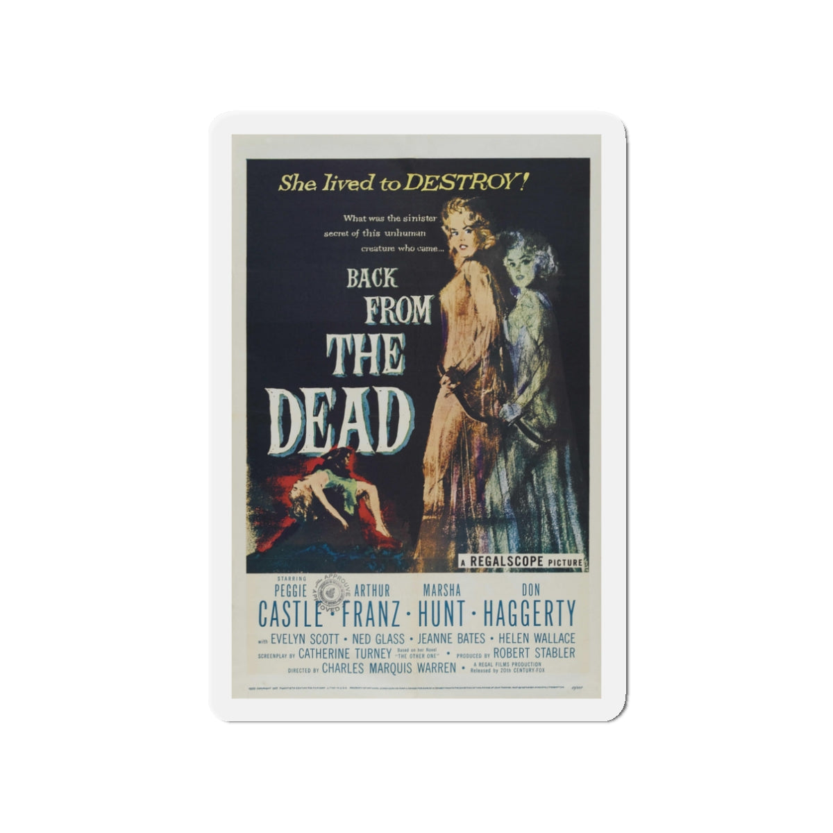 BACK FROM THE DEAD 1957 Movie Poster - Die-Cut Magnet-3" x 3"-The Sticker Space