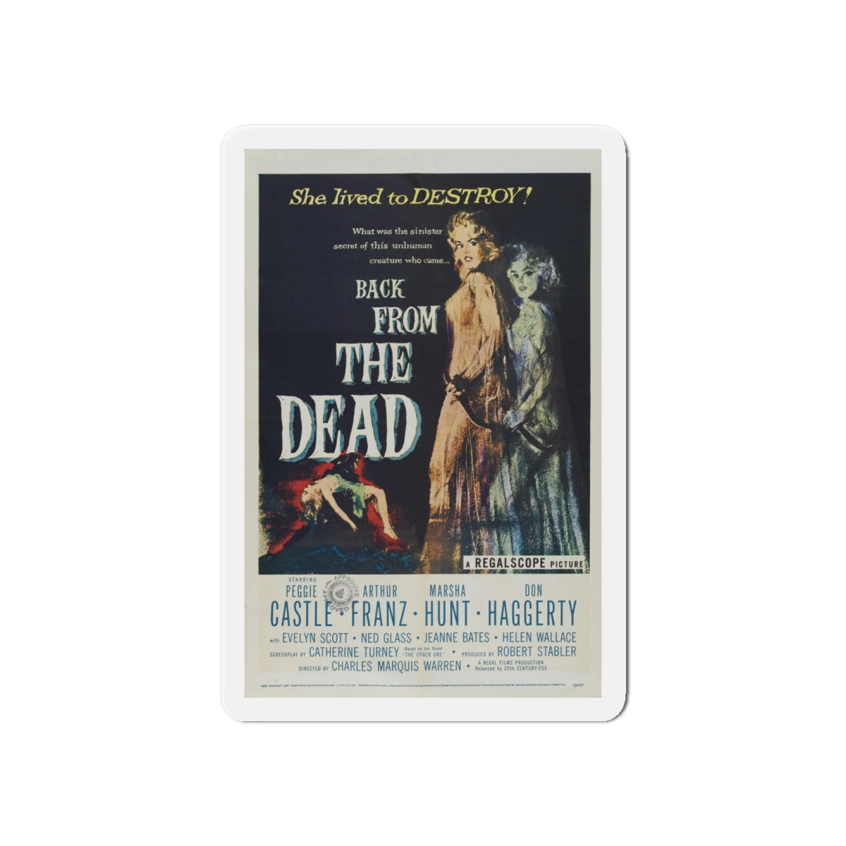 BACK FROM THE DEAD 1957 Movie Poster - Die-Cut Magnet-6 × 6"-The Sticker Space