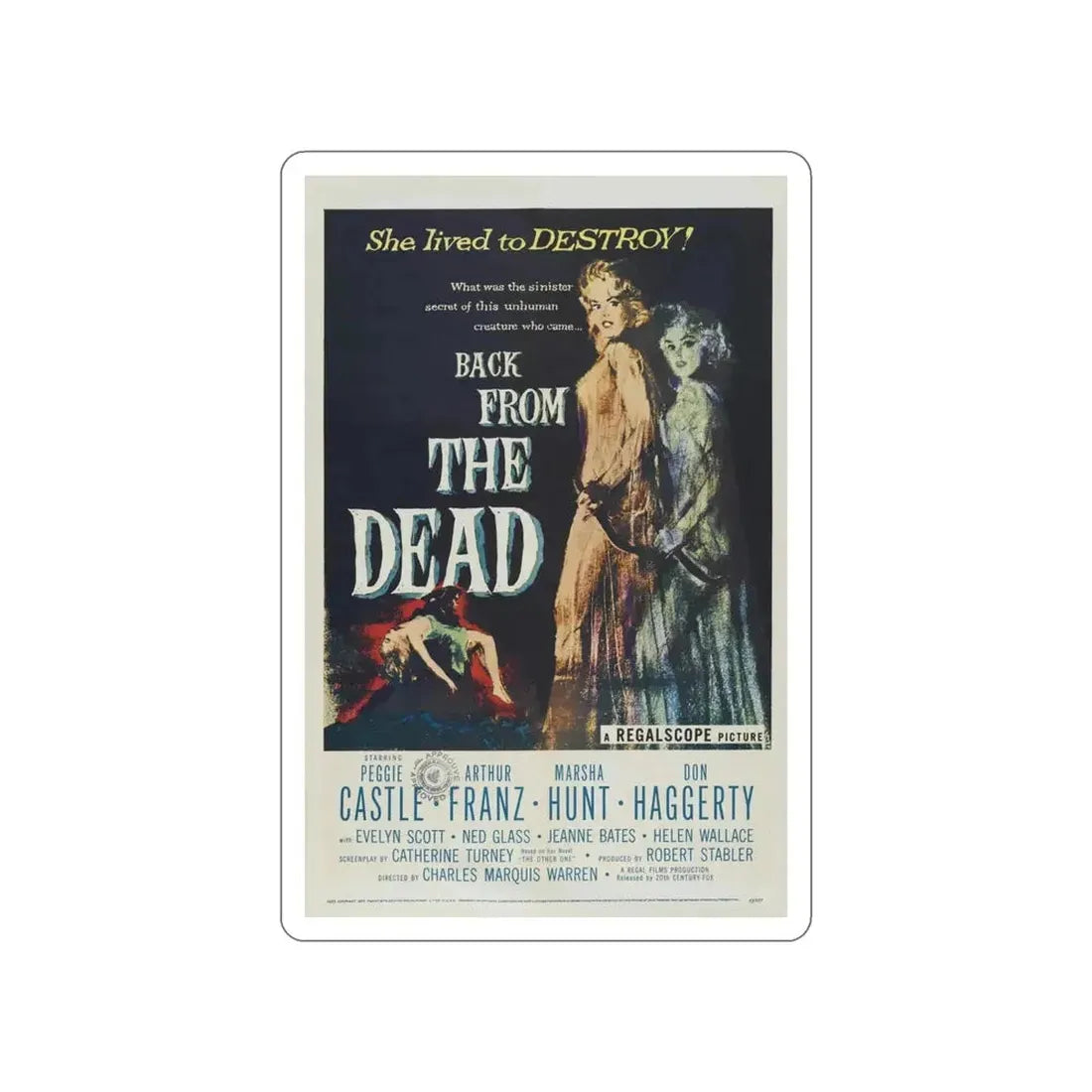 BACK FROM THE DEAD 1957 Movie Poster STICKER Vinyl Die-Cut Decal - The Sticker Space