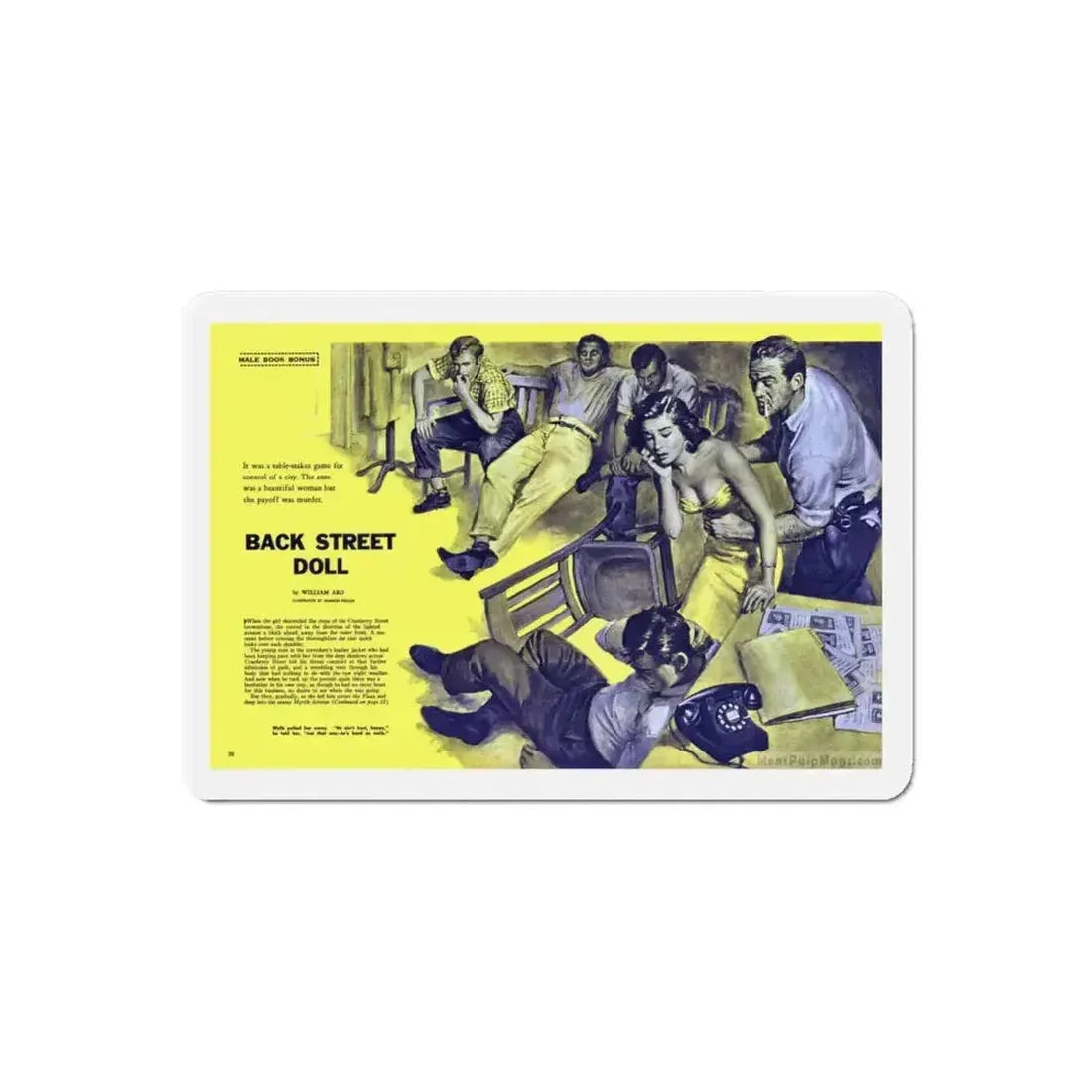 Back Street Doll, Male magazine, December 1956 (Magazine Illustration) Refrigerator Magnet - The Sticker Space