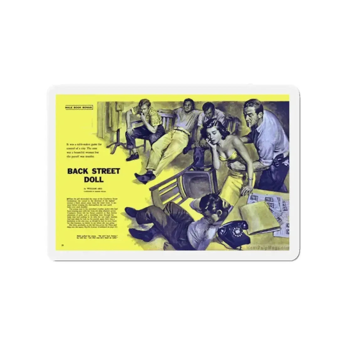 Back Street Doll, Male magazine, December 1956 (Magazine Illustration) Refrigerator Magnet - The Sticker Space