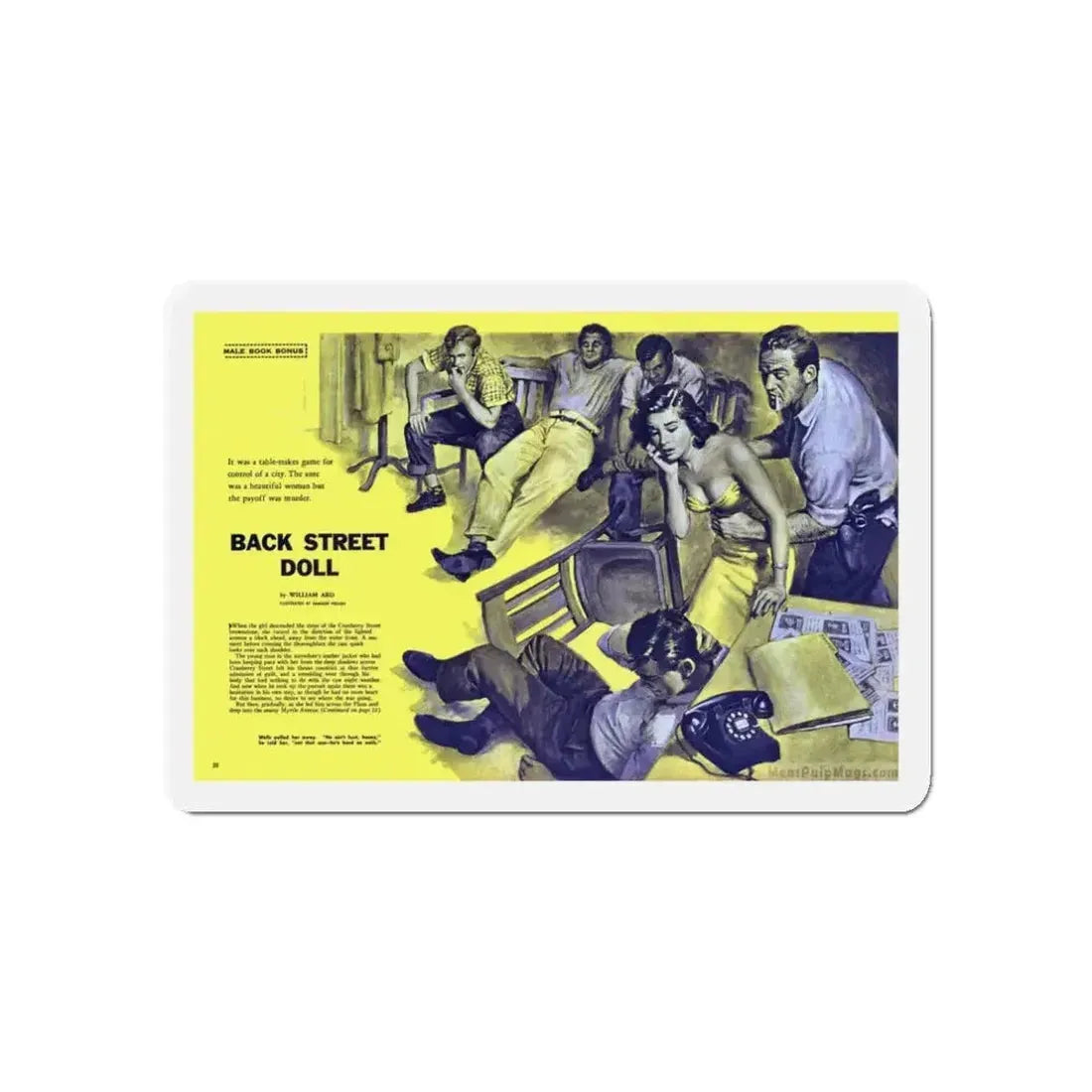 Back Street Doll, Male magazine, December 1956 (Magazine Illustration) Refrigerator Magnet - The Sticker Space