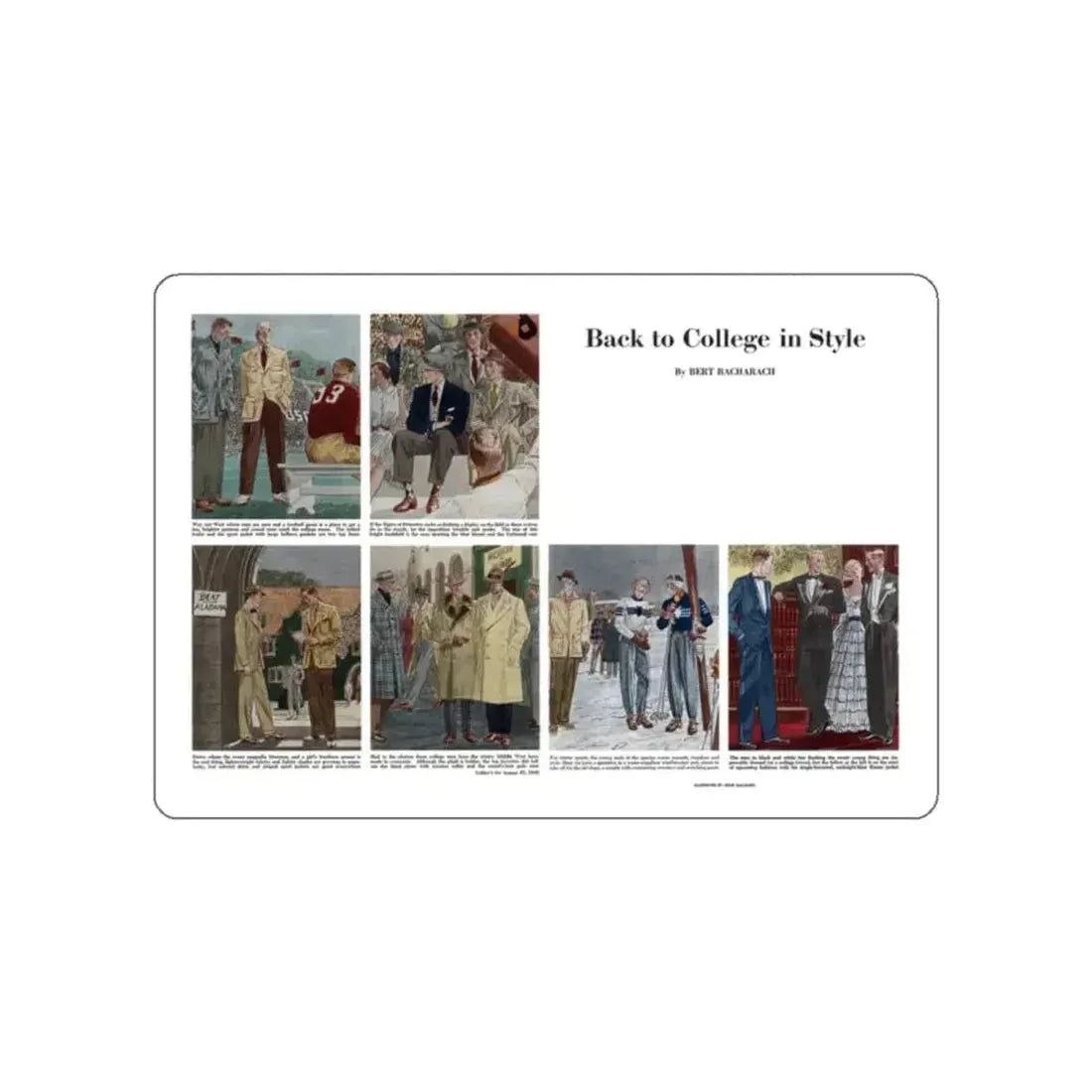 Back to College in Style, Collier's, August 27, 1949 (Magazine Illustration) STICKER Vinyl Die-Cut Decal - The Sticker Space