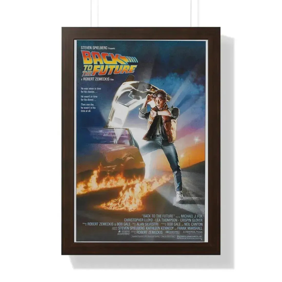 BACK TO THE FUTURE 1985 - Framed Movie Poster 16″ x 24″ Walnut - The Sticker Space