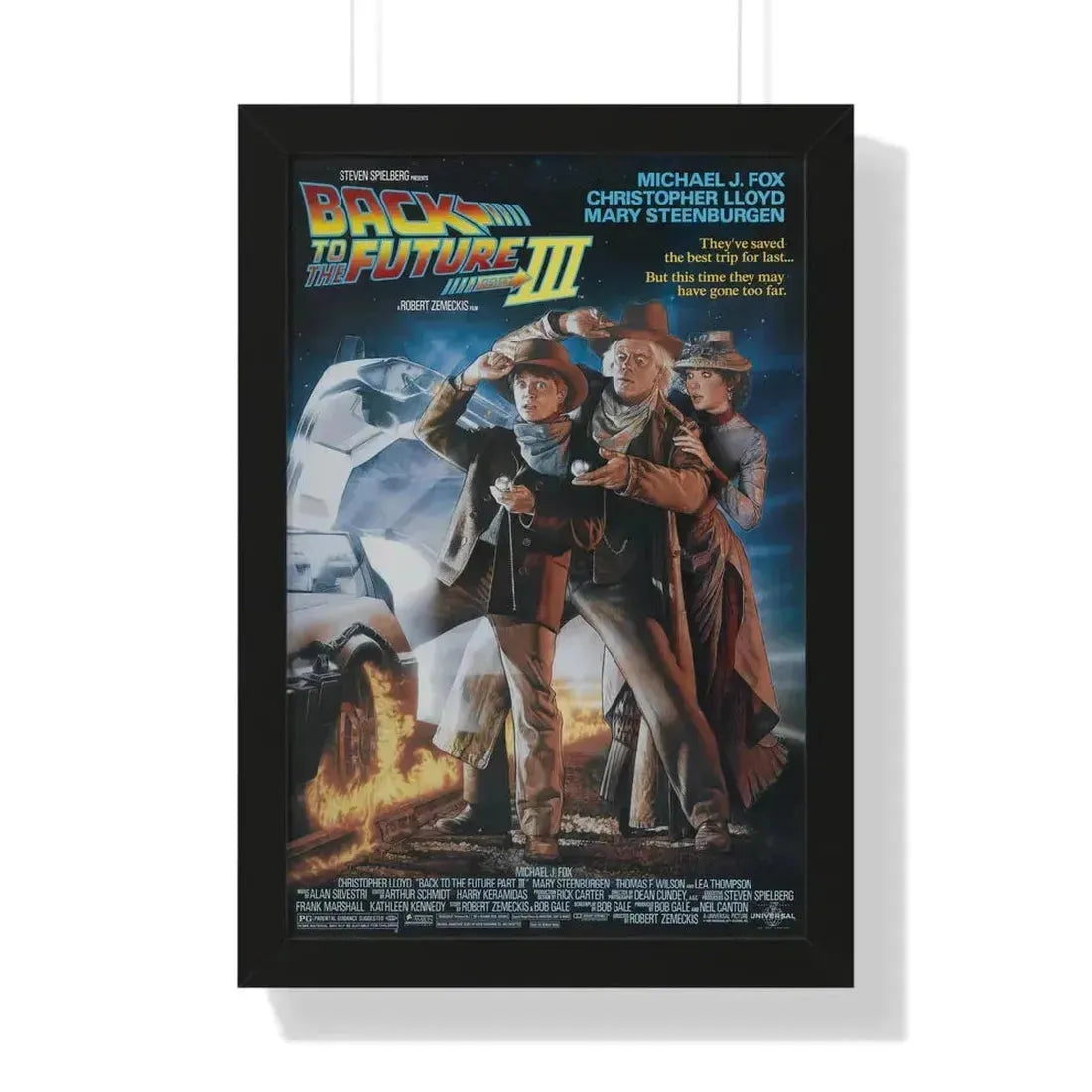 BACK TO THE FUTURE III 1990 - Framed Movie Poster 16″ x 24″ Black - The Sticker Space