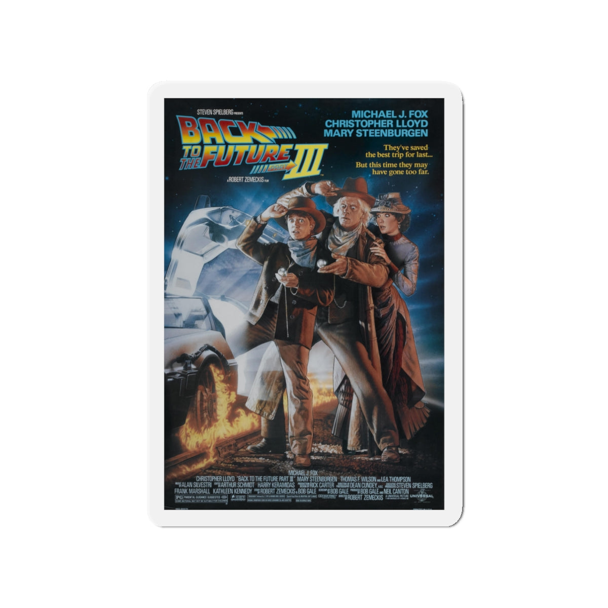 BACK TO THE FUTURE III 1990 Movie Poster - Die-Cut Magnet-3" x 3"-The Sticker Space