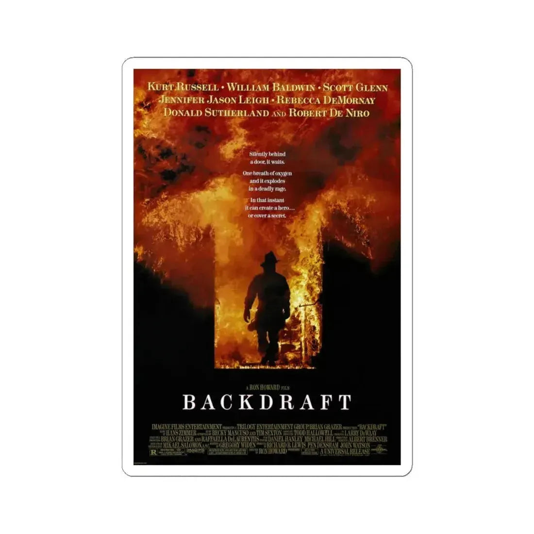 Backdraft 1991 Movie Poster - STICKER Vinyl Kiss-Cut Decal 6 Inch White - The Sticker Space