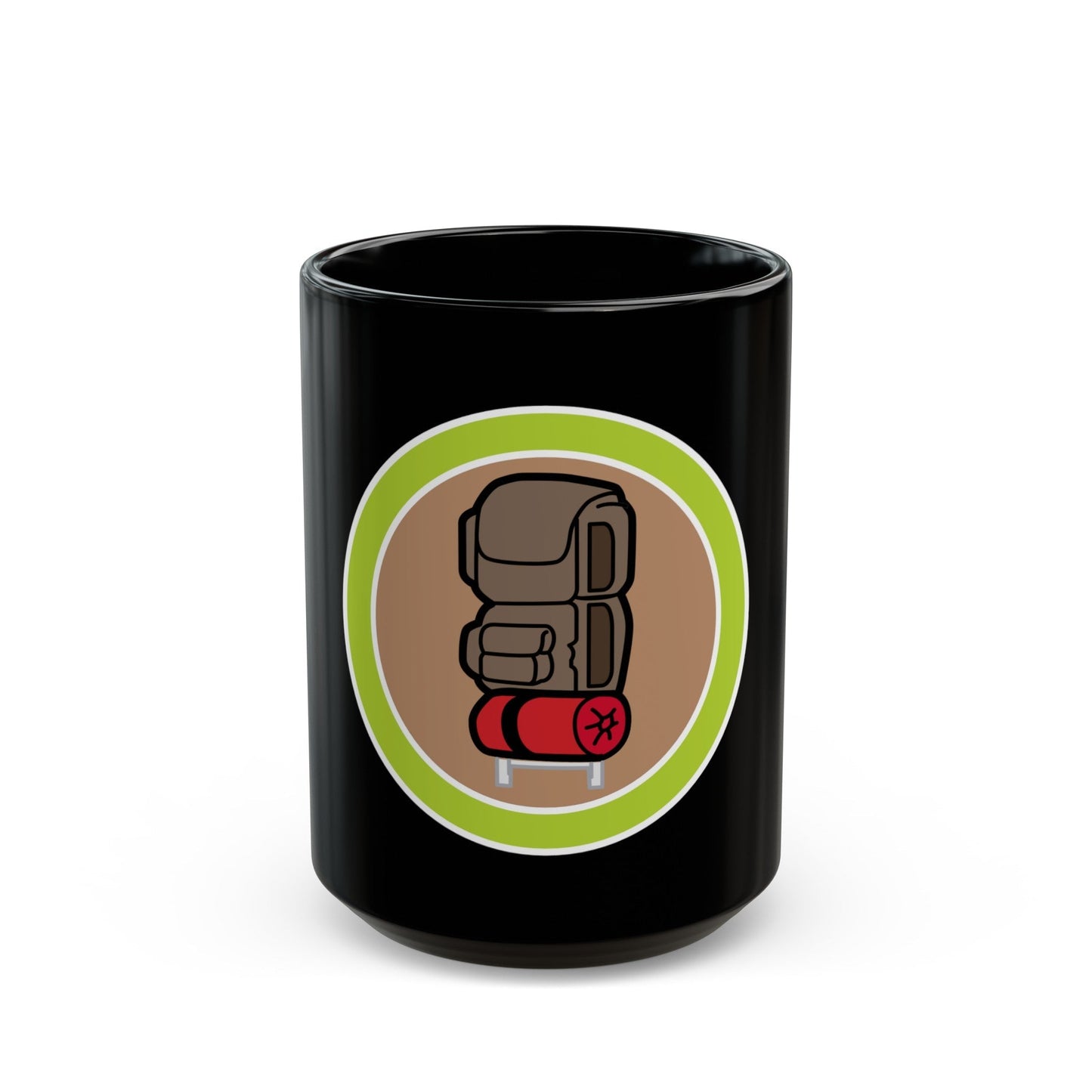 Backpacking (Boy Scout Merit Badge) Black Coffee Mug-15oz-The Sticker Space