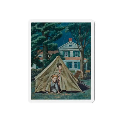 Backyard Campers, Saturday Evening Post cover, September 5, 1953 (Magazine Illustration) Refrigerator Magnet 4 Inch Die-Cut - The Sticker Space