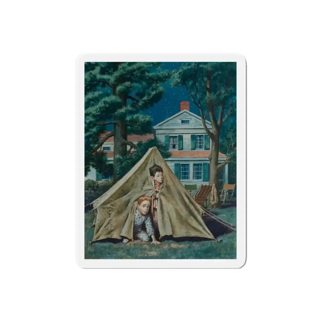 Backyard Campers, Saturday Evening Post cover, September 5, 1953 (Magazine Illustration) Refrigerator Magnet - The Sticker Space