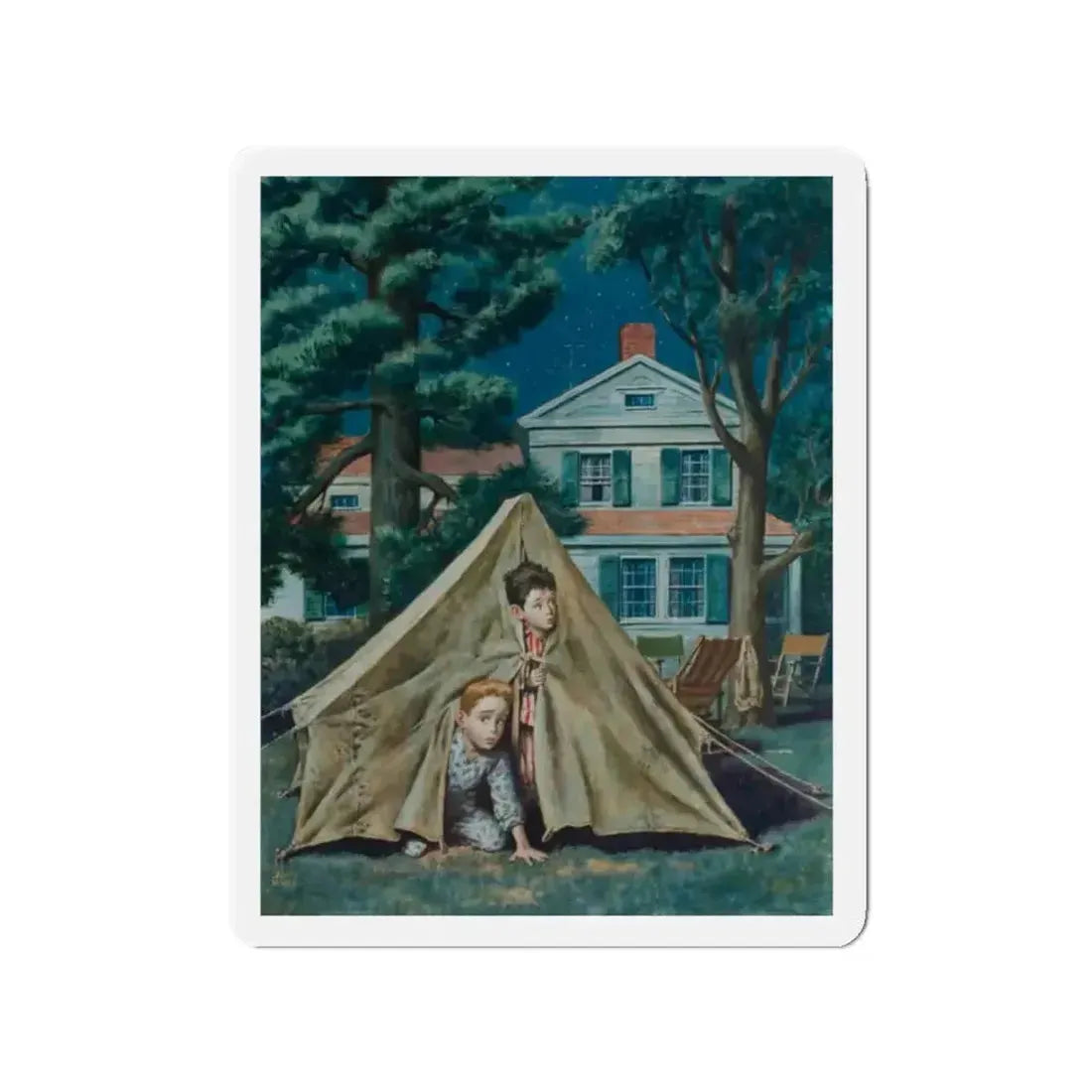 Backyard Campers, Saturday Evening Post cover, September 5, 1953 (Magazine Illustration) Refrigerator Magnet - The Sticker Space
