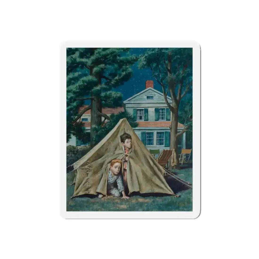 Backyard Campers, Saturday Evening Post cover, September 5, 1953 (Magazine Illustration) Refrigerator Magnet - The Sticker Space