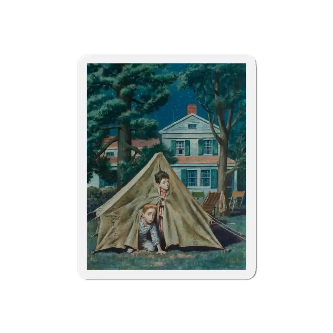 Backyard Campers, Saturday Evening Post cover, September 5, 1953 (Magazine Illustration) Refrigerator Magnet - The Sticker Space