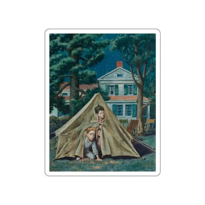Backyard Campers, Saturday Evening Post cover, September 5, 1953 (Magazine Illustration) STICKER Vinyl Die-Cut Decal White Die-Cut 5 Inch - The Sticker Space