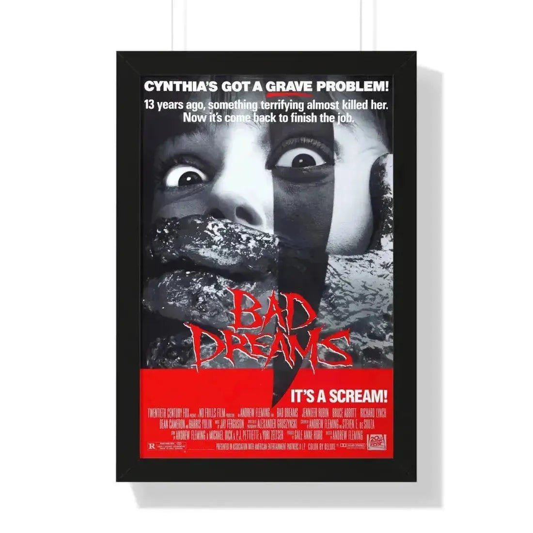 BAD DREAMS 1988 - Framed Movie Poster 16″ x 24″ Black - The Sticker Space