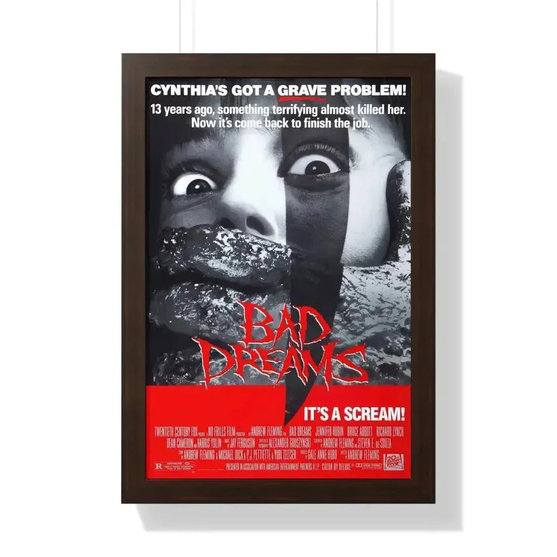 BAD DREAMS 1988 - Framed Movie Poster 16″ x 24″ Walnut - The Sticker Space