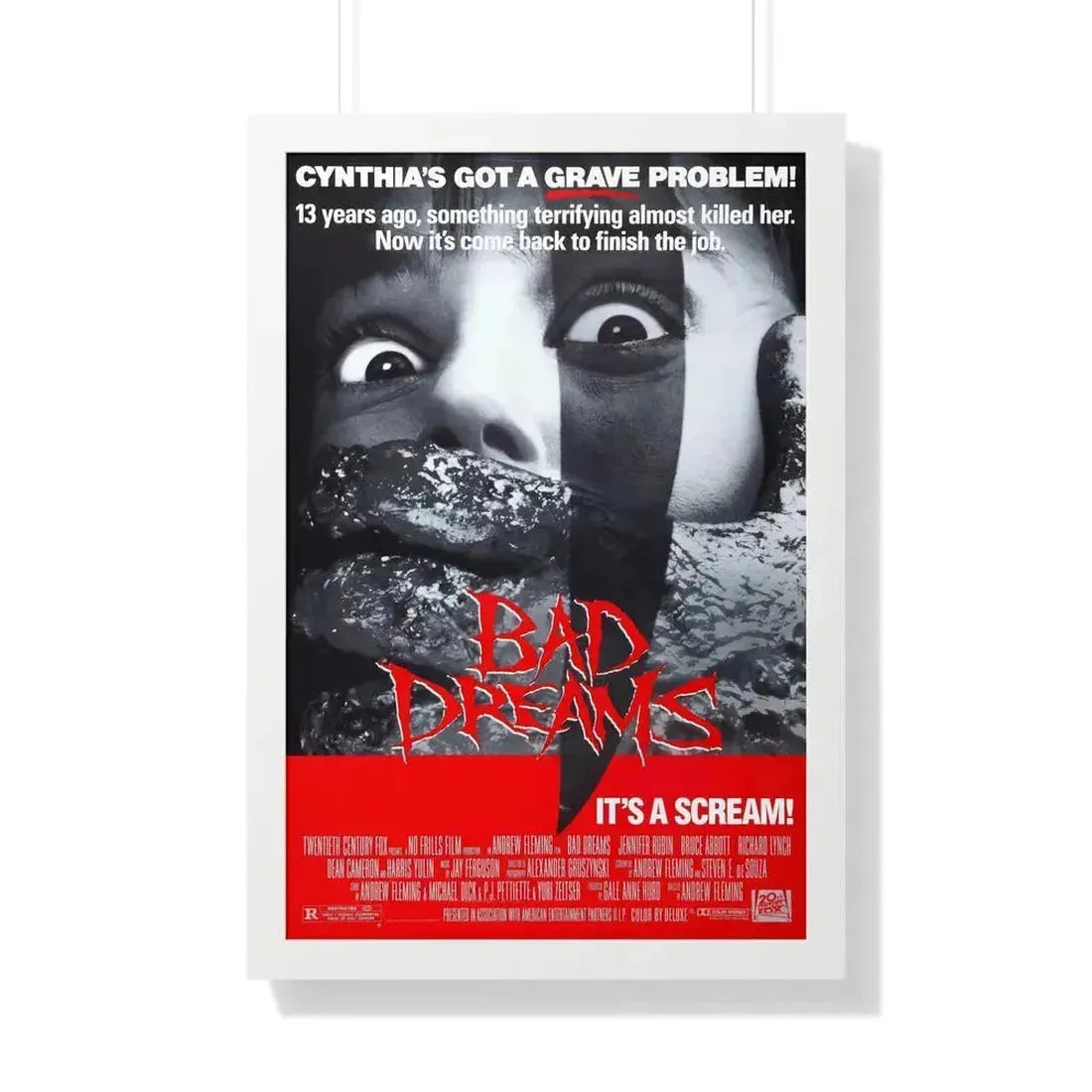 BAD DREAMS 1988 - Framed Movie Poster 20" x 30" White - The Sticker Space