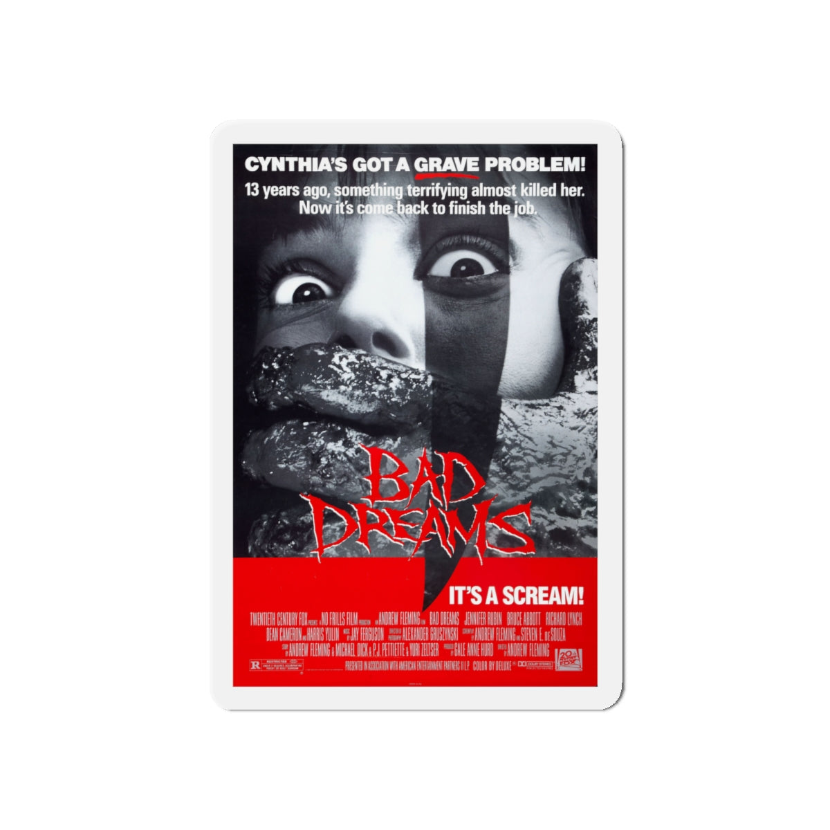 BAD DREAMS 1988 Movie Poster - Die-Cut Magnet-5" x 5"-The Sticker Space