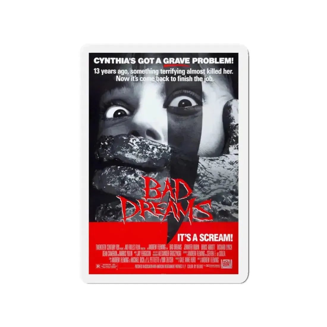 BAD DREAMS 1988 Movie Poster - Refrigerator Magnet 3 Inch - The Sticker Space