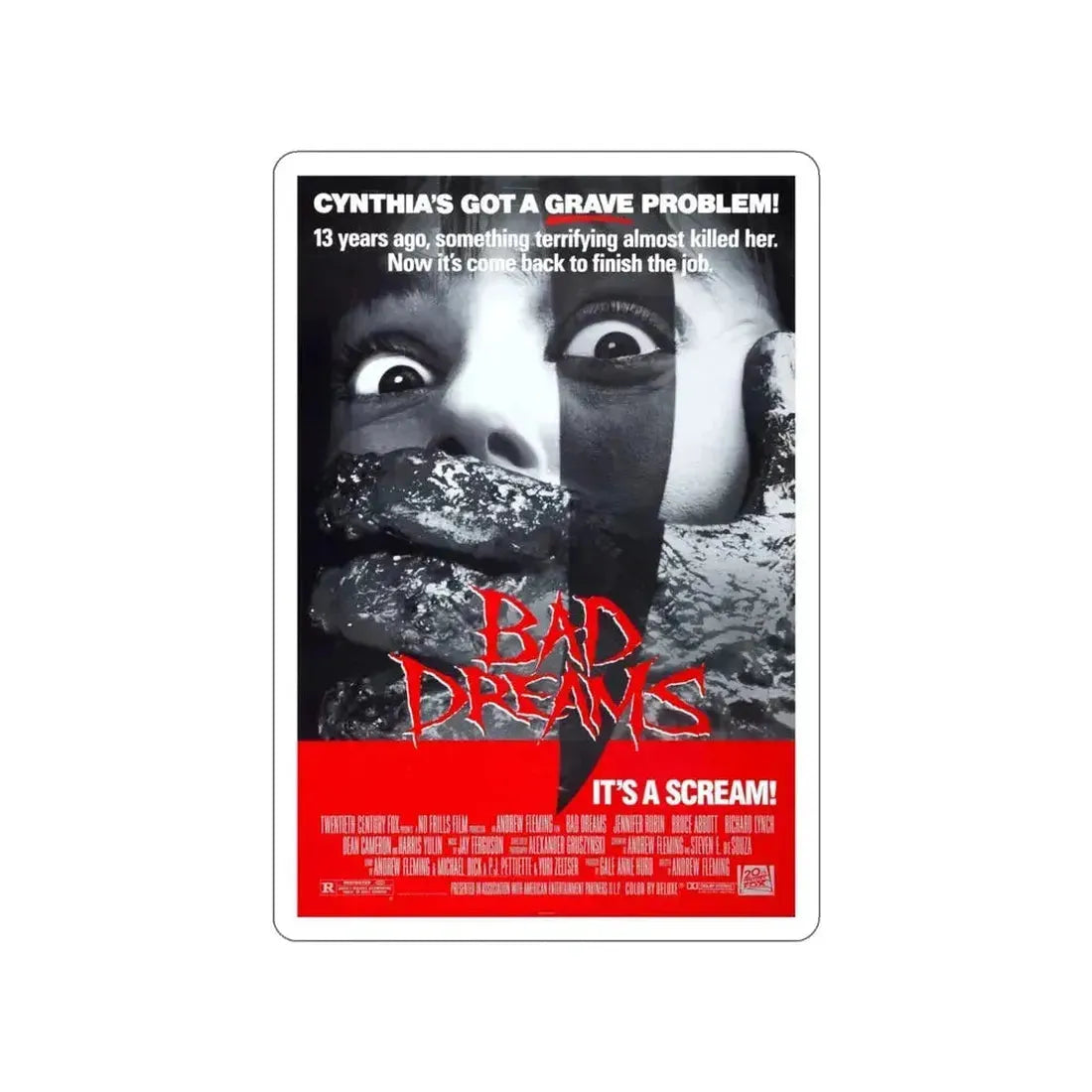 BAD DREAMS 1988 Movie Poster STICKER Vinyl Die-Cut Decal 4 Inch - The Sticker Space