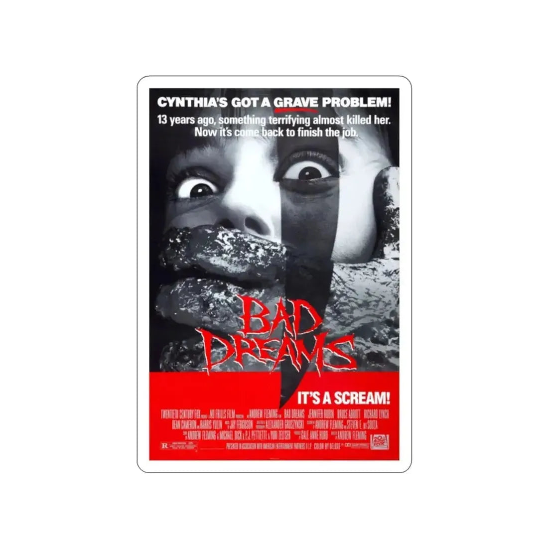 BAD DREAMS 1988 Movie Poster STICKER Vinyl Die-Cut Decal - The Sticker Space