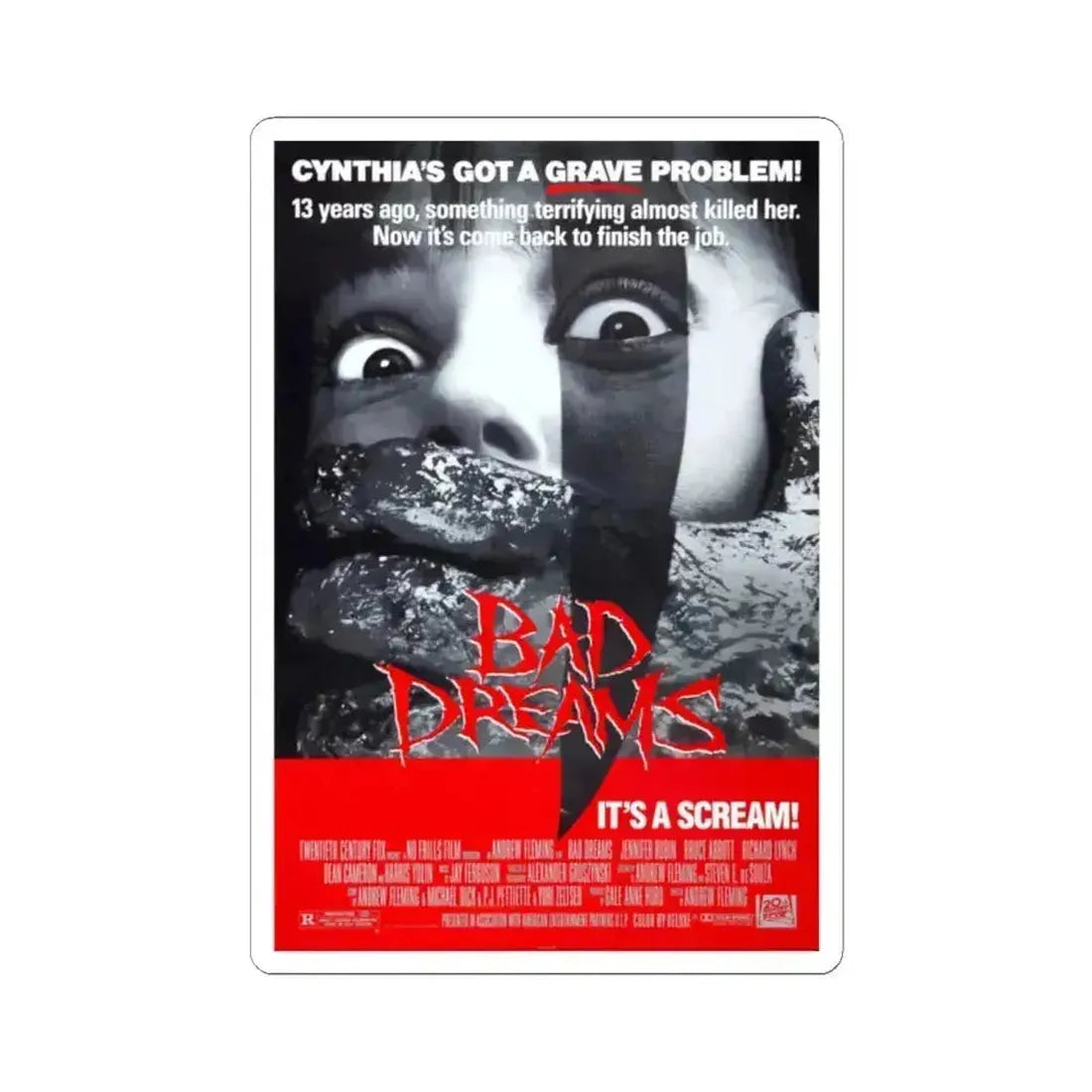 Bad Dreams 1988 Movie Poster - STICKER Vinyl Kiss-Cut Decal 2 Inch White - The Sticker Space