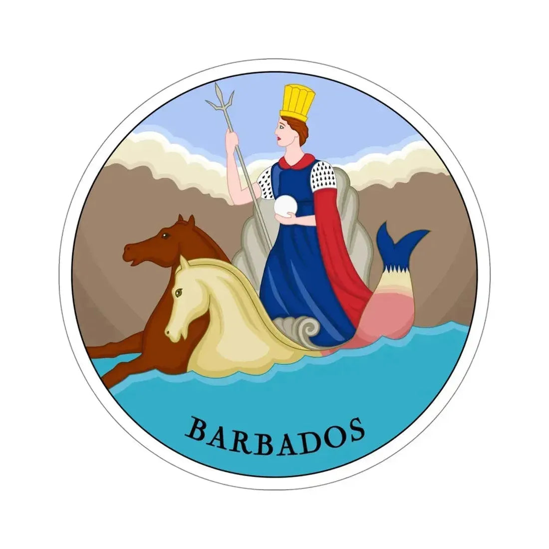 Badge of Barbados (1870–1966) STICKER Vinyl Die-Cut Decal 5 Inch - The Sticker Space