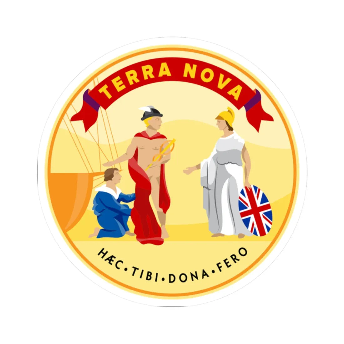 Badge of Newfoundland 1904-1987 (Canada) (Coat of Arms) STICKER Vinyl Kiss-Cut Decal 2 Inch White - The Sticker Space