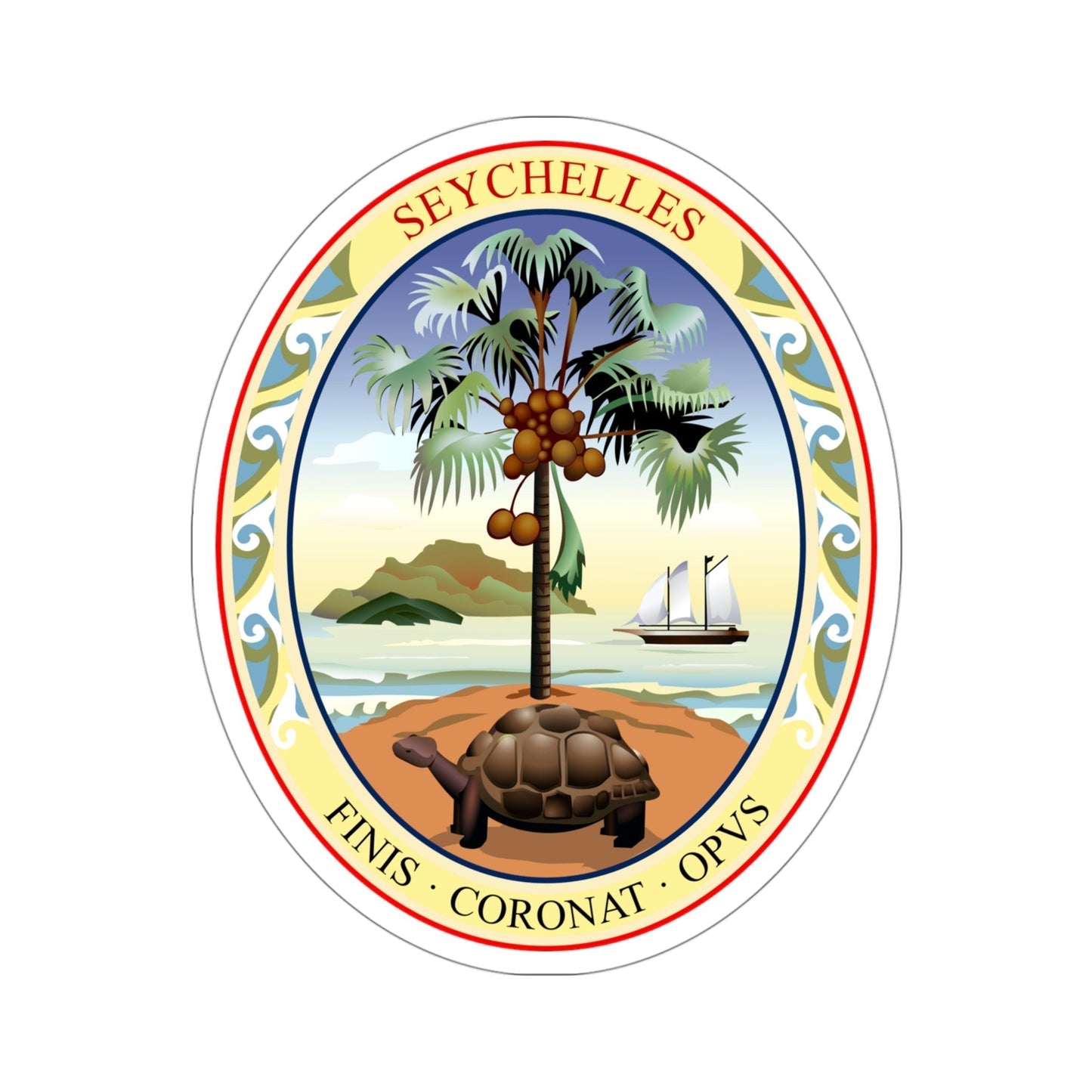 Badge of Seychelles (1961–1976) STICKER Vinyl Die-Cut Decal-4 Inch-The Sticker Space