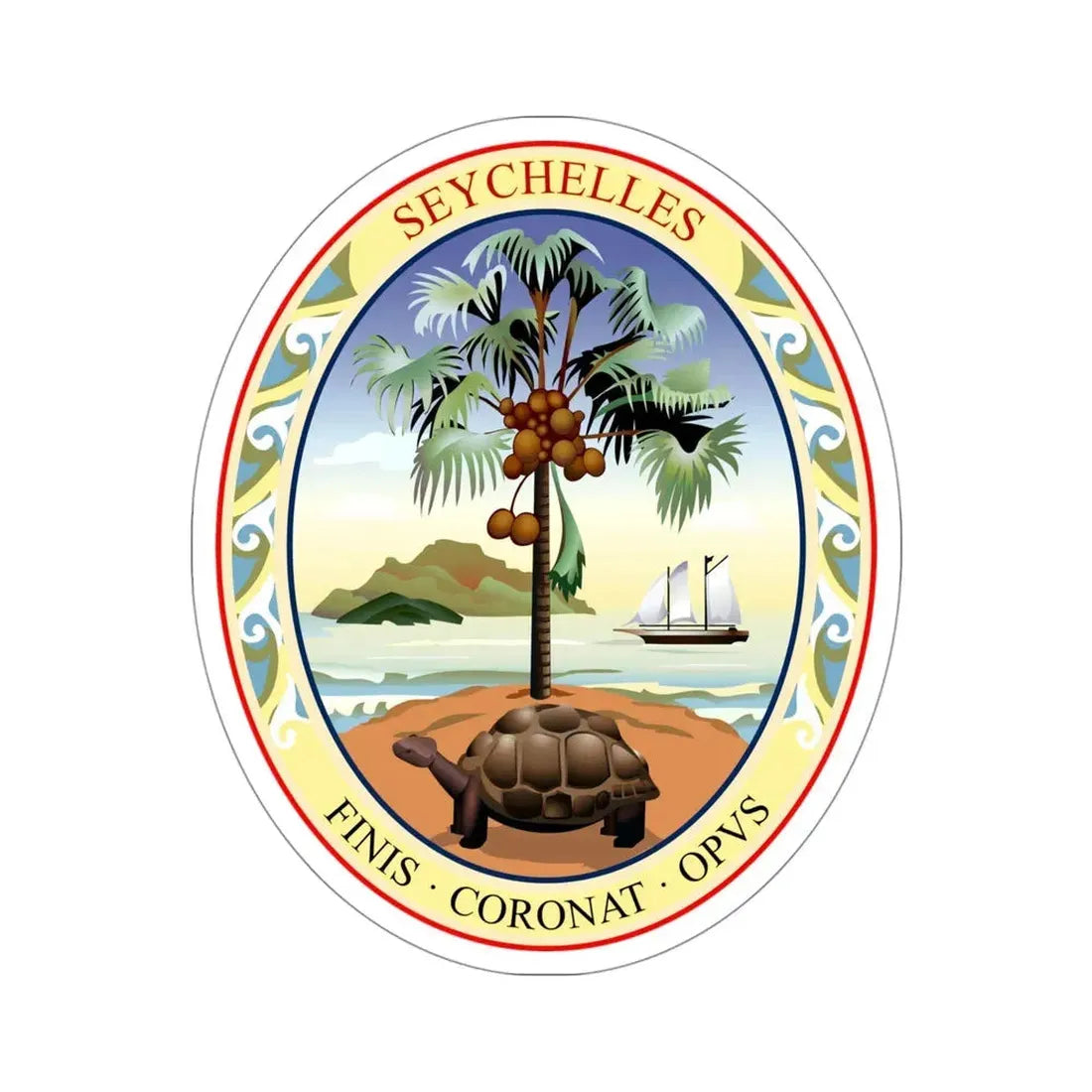 Badge of Seychelles (1961–1976) STICKER Vinyl Die-Cut Decal 4 Inch - The Sticker Space