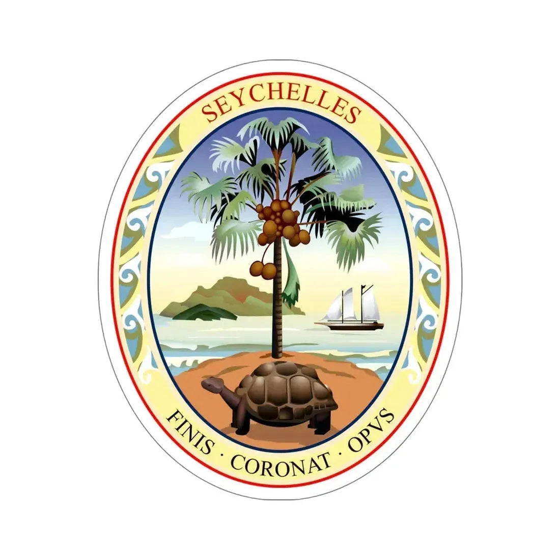 Badge of Seychelles (1961–1976) STICKER Vinyl Die-Cut Decal 6 Inch - The Sticker Space