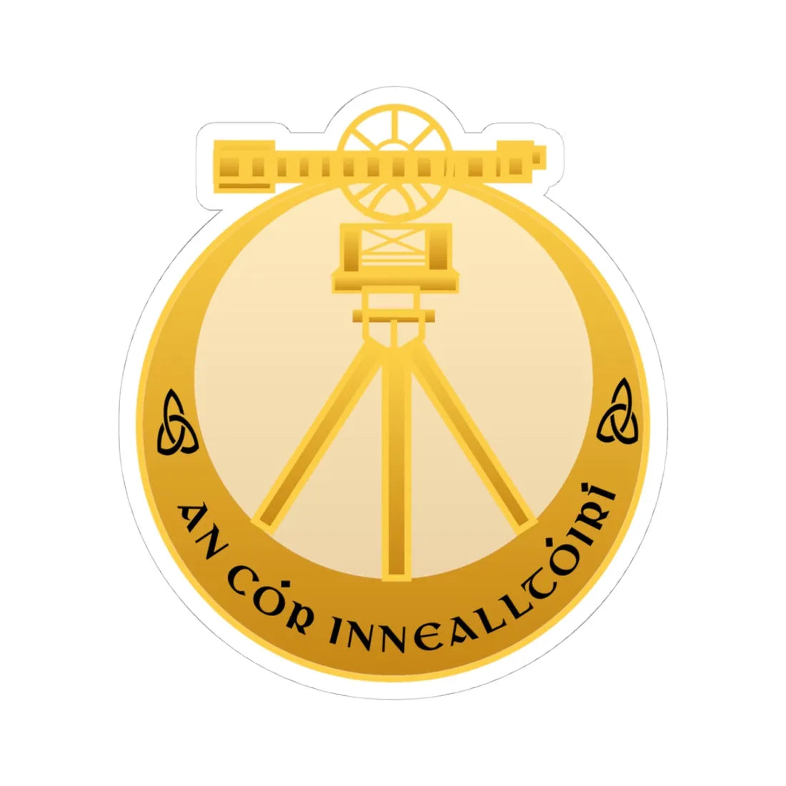 Badge of the Irish Corps of Engineers (Ireland) (Coat of Arms) STICKER Vinyl Kiss-Cut Decal 4 Inch White - The Sticker Space