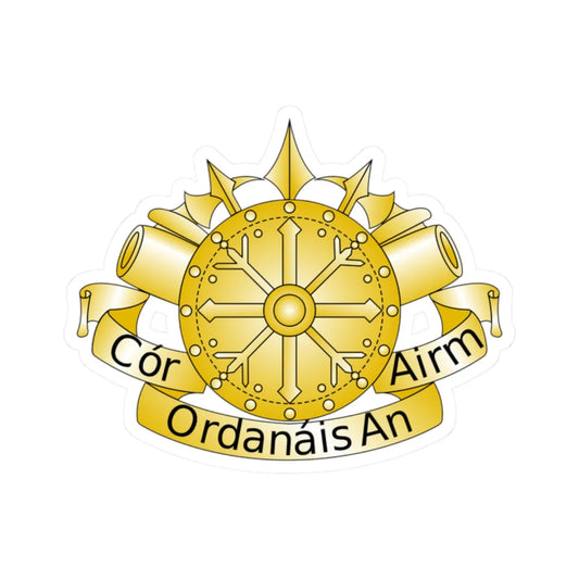 Badge of the Irish Ordnance Corps (Ireland) (Coat of Arms) STICKER Vinyl Kiss-Cut Decal 2 Inch White - The Sticker Space
