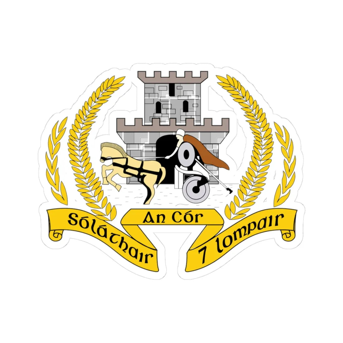 Badge of the Irish Transport Corps (Ireland) (Coat of Arms) STICKER Vinyl Kiss-Cut Decal 3 Inch White - The Sticker Space