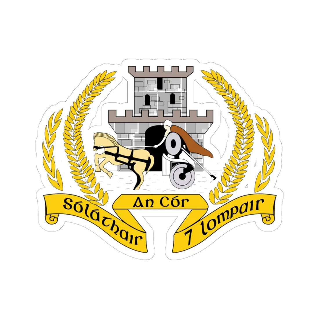 Badge of the Irish Transport Corps (Ireland) (Coat of Arms) STICKER Vinyl Kiss-Cut Decal 4 Inch White - The Sticker Space