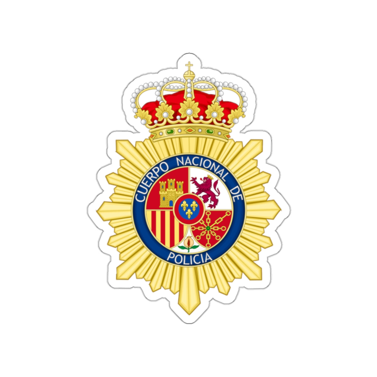 Badge of the National Police Corps of Spain STICKER Vinyl Die-Cut Decal-White-The Sticker Space