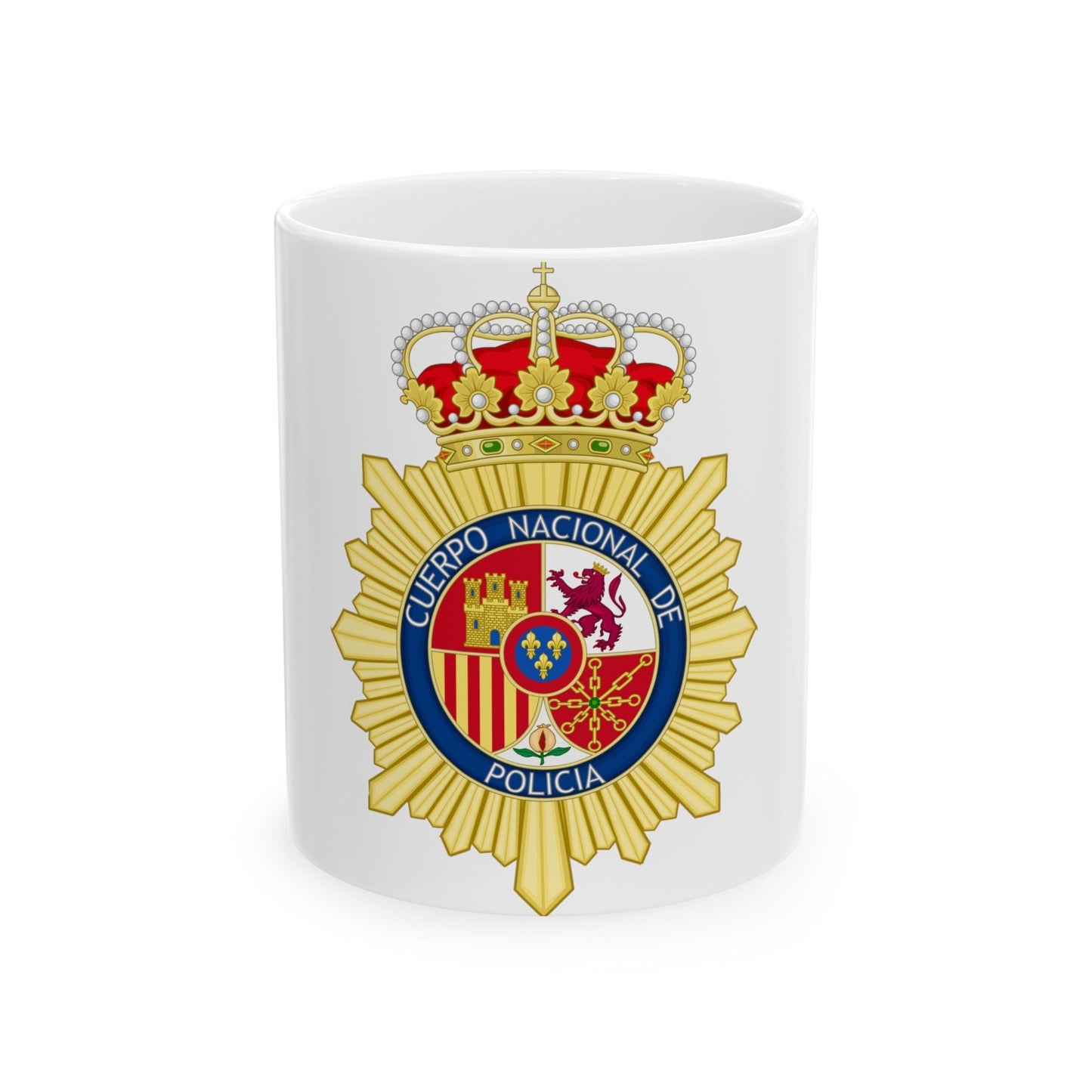 Badge of the National Police Corps of Spain - White Coffee Mug-11oz-The Sticker Space