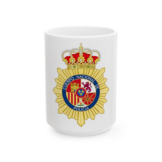 Badge of the National Police Corps of Spain - White Coffee Mug-15oz-The Sticker Space