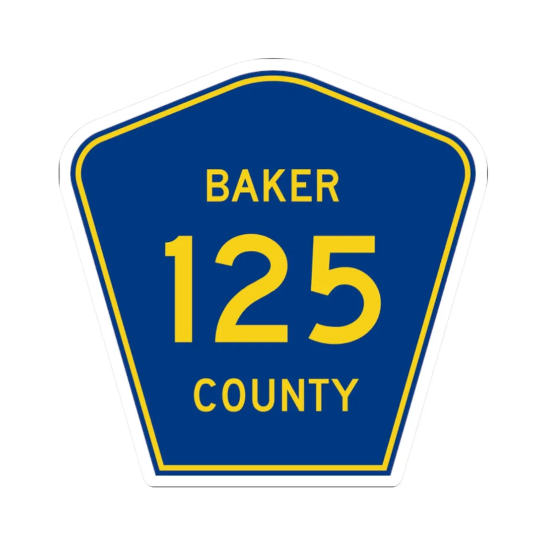 Baker County 125 (Florida) (Road Sign) STICKER Vinyl Kiss-Cut Decal 2 Inch White - The Sticker Space