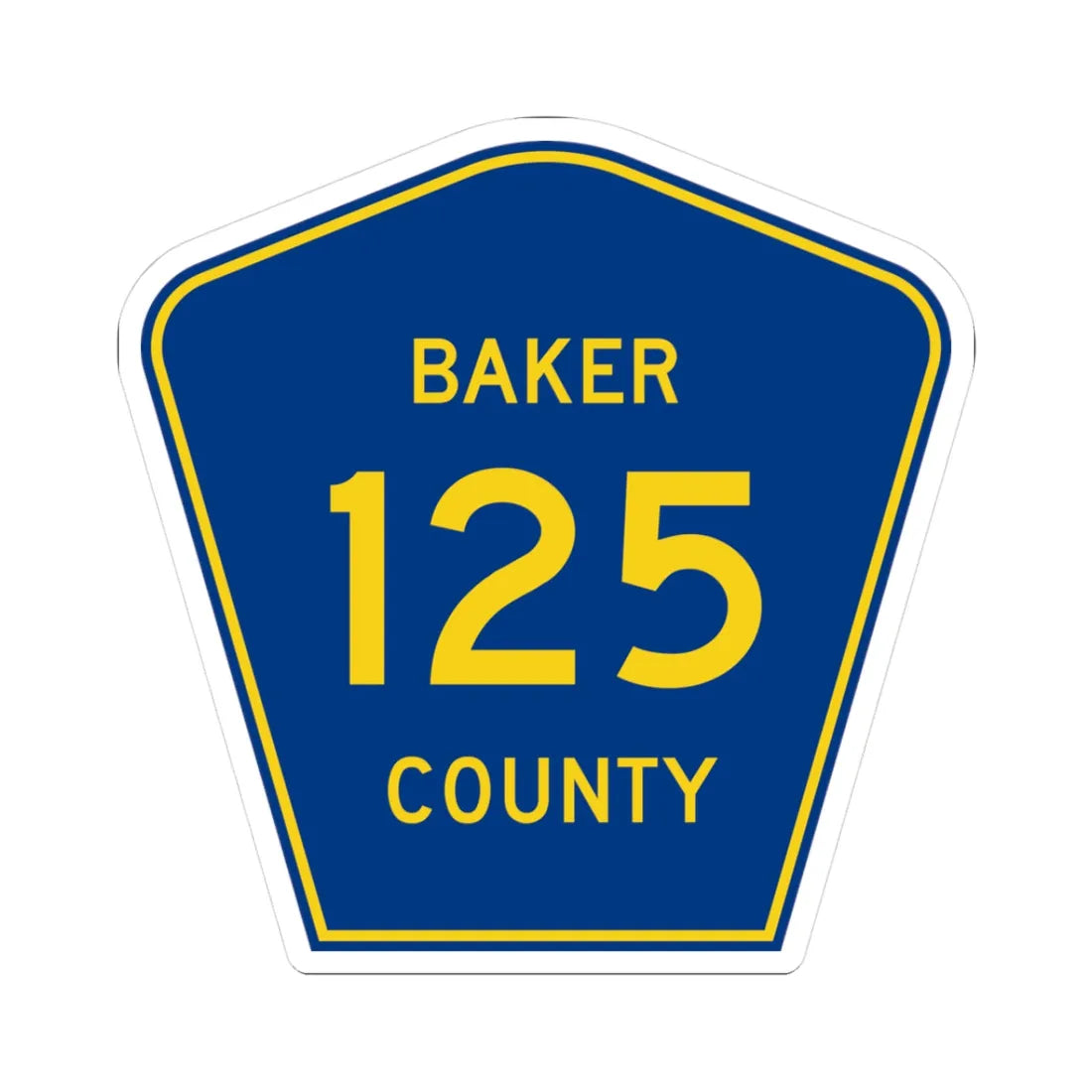 Baker County 125 (Florida) (Road Sign) STICKER Vinyl Kiss-Cut Decal 3 Inch White - The Sticker Space