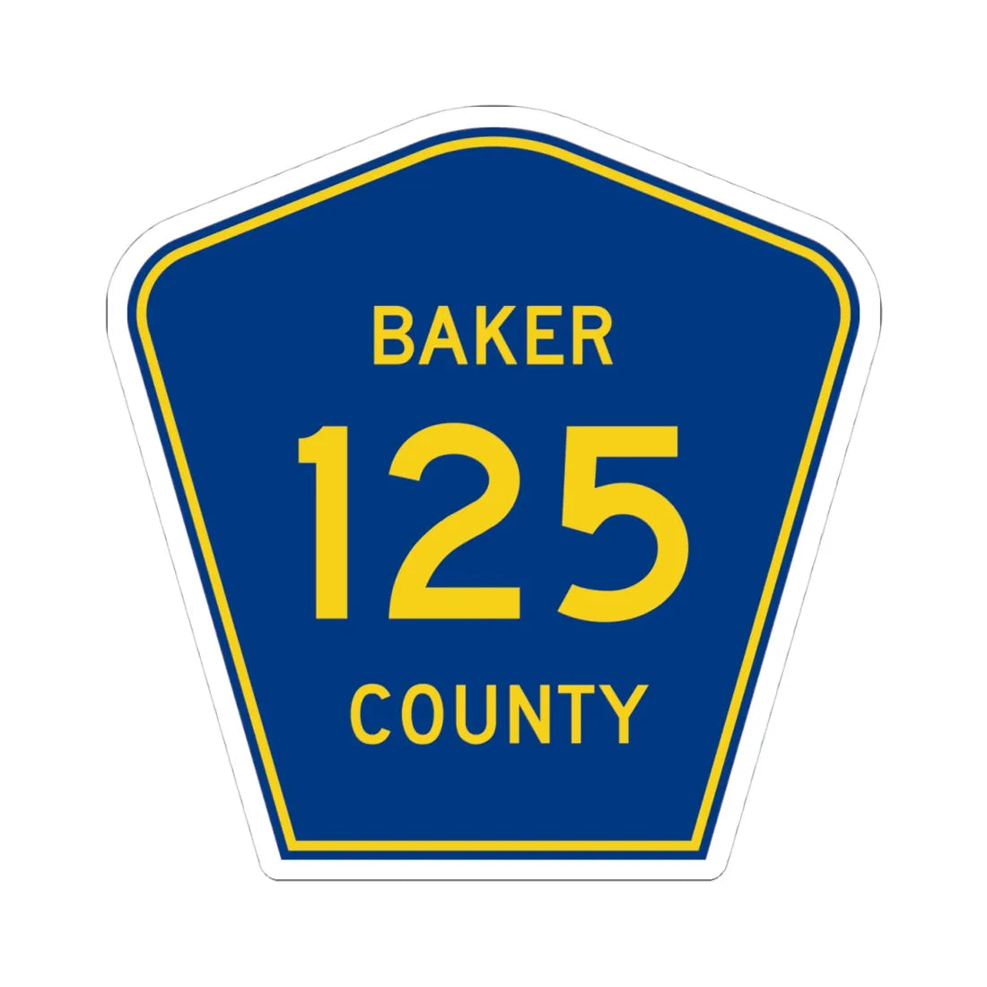 Baker County 125 (Florida) (Road Sign) STICKER Vinyl Kiss-Cut Decal 4 Inch White - The Sticker Space