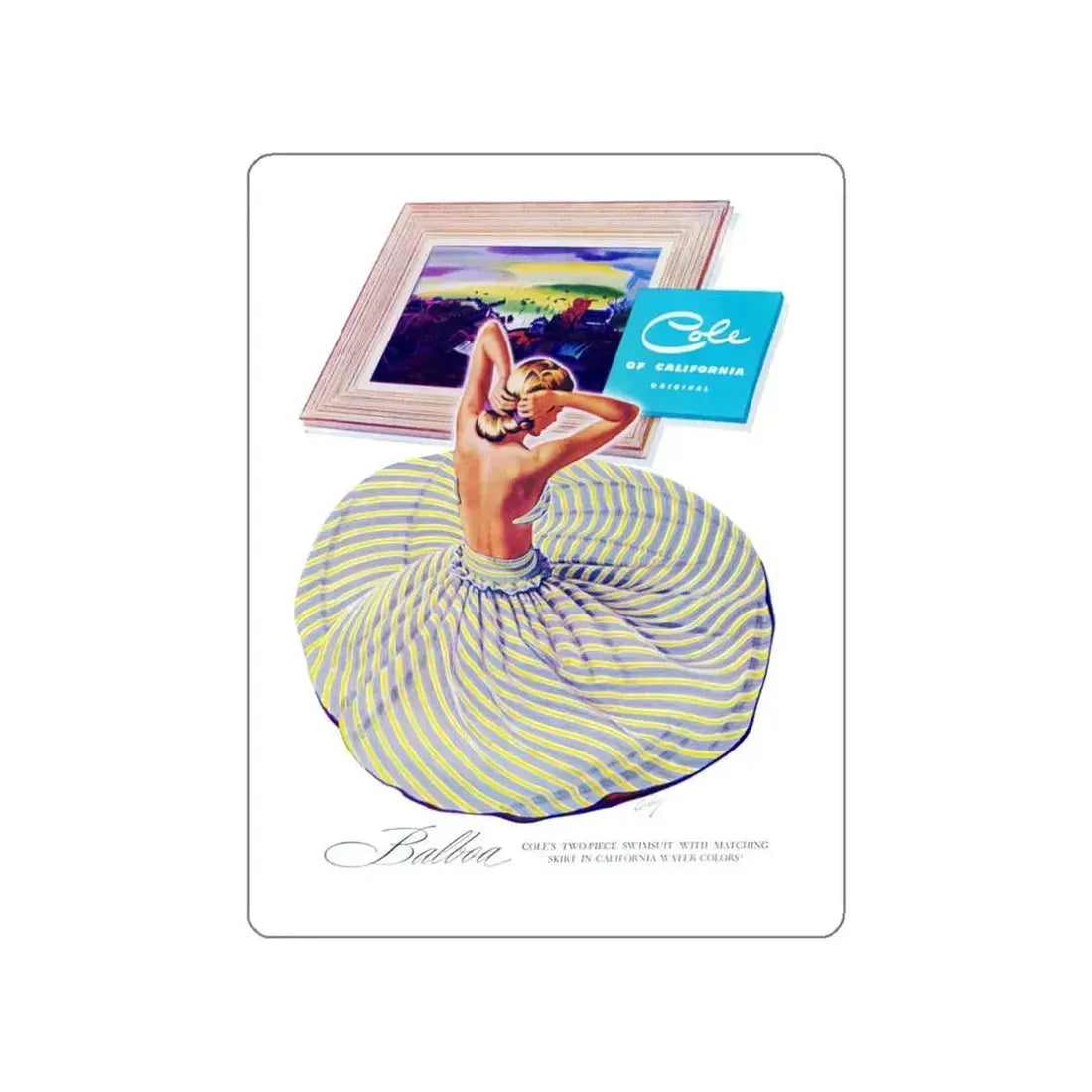 Balboa Cole, Harper's Bazaar, 1948 (Magazine Illustration) STICKER Vinyl Die-Cut Decal White Die-Cut 3 Inch - The Sticker Space