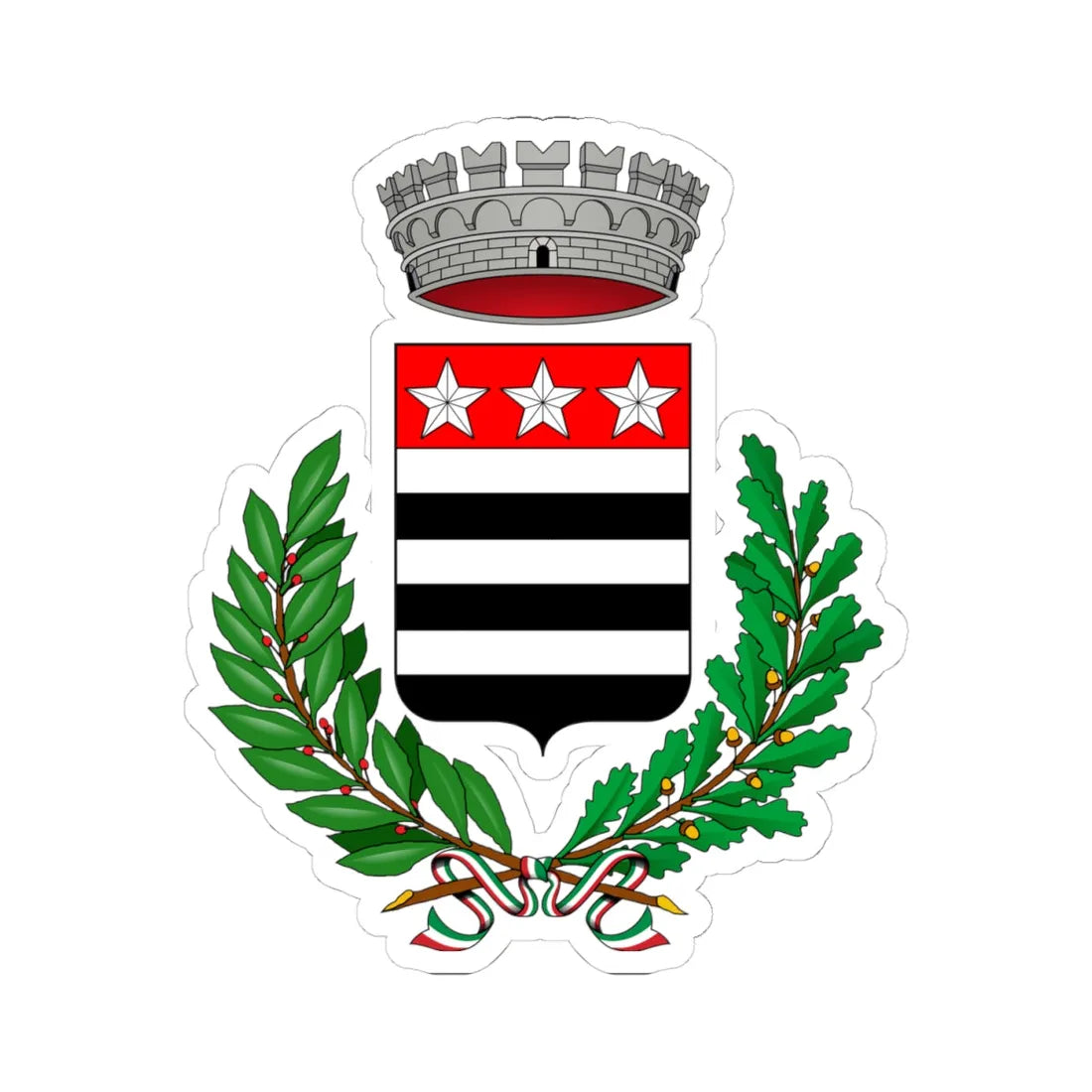 Baldissero Torinese-Stemma (Italy) (Coat of Arms) STICKER Vinyl Kiss-Cut Decal 4 Inch White - The Sticker Space