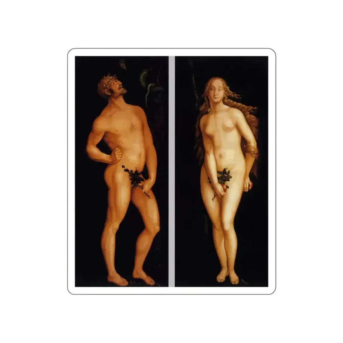 BALDUNG GRIEN, Hans - allegory -Adam and Eve (Artwork) STICKER Vinyl Die-Cut Decal White Die-Cut 5 Inch - The Sticker Space