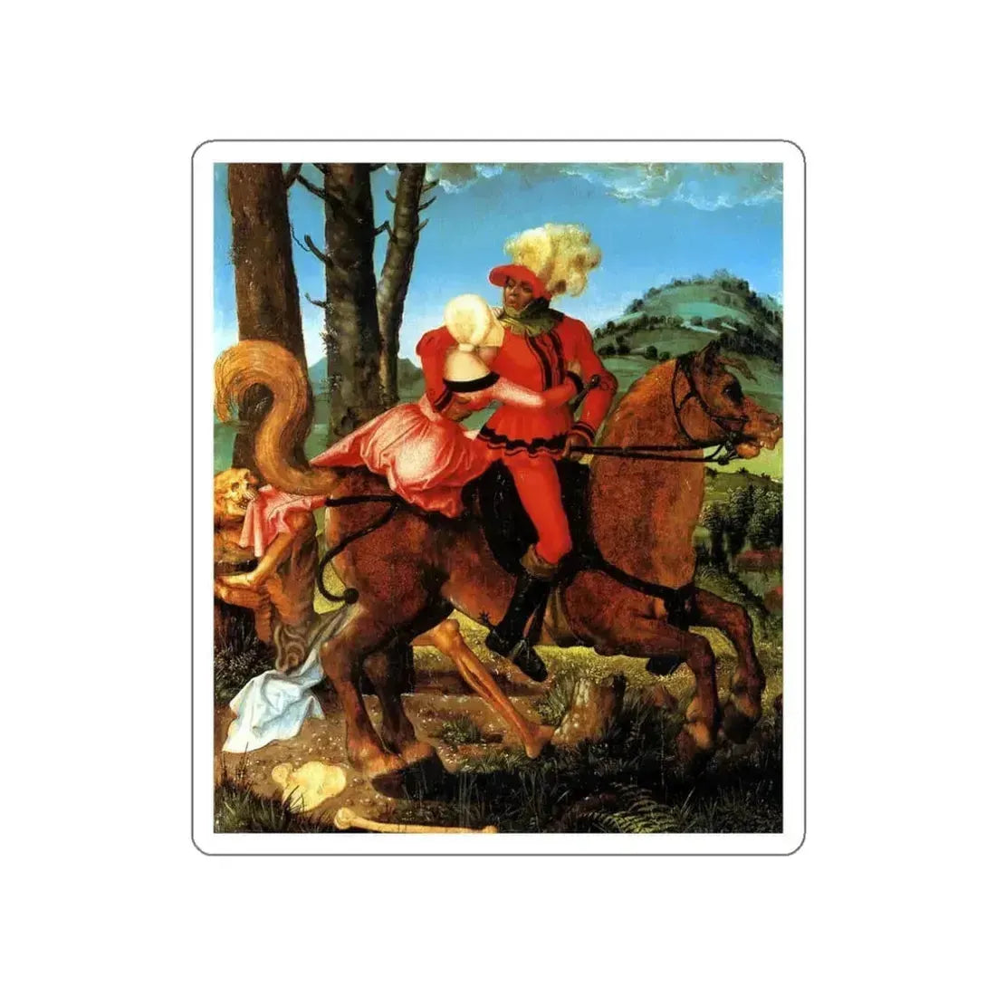 BALDUNG GRIEN, Hans - allegory -The Knight, the Young Girl, and Death (Artwork) STICKER Vinyl Die-Cut Decal White Die-Cut 3 Inch - The Sticker Space