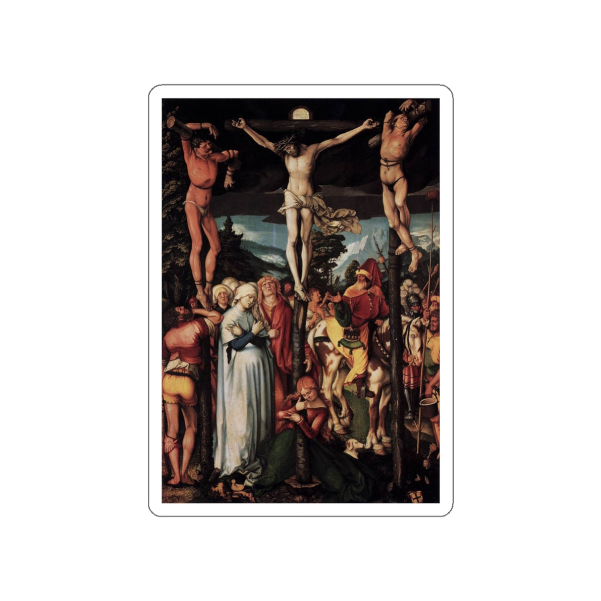 BALDUNG GRIEN, Hans - religious - Crucifixion (Artwork) STICKER Vinyl Die-Cut Decal-White-The Sticker Space