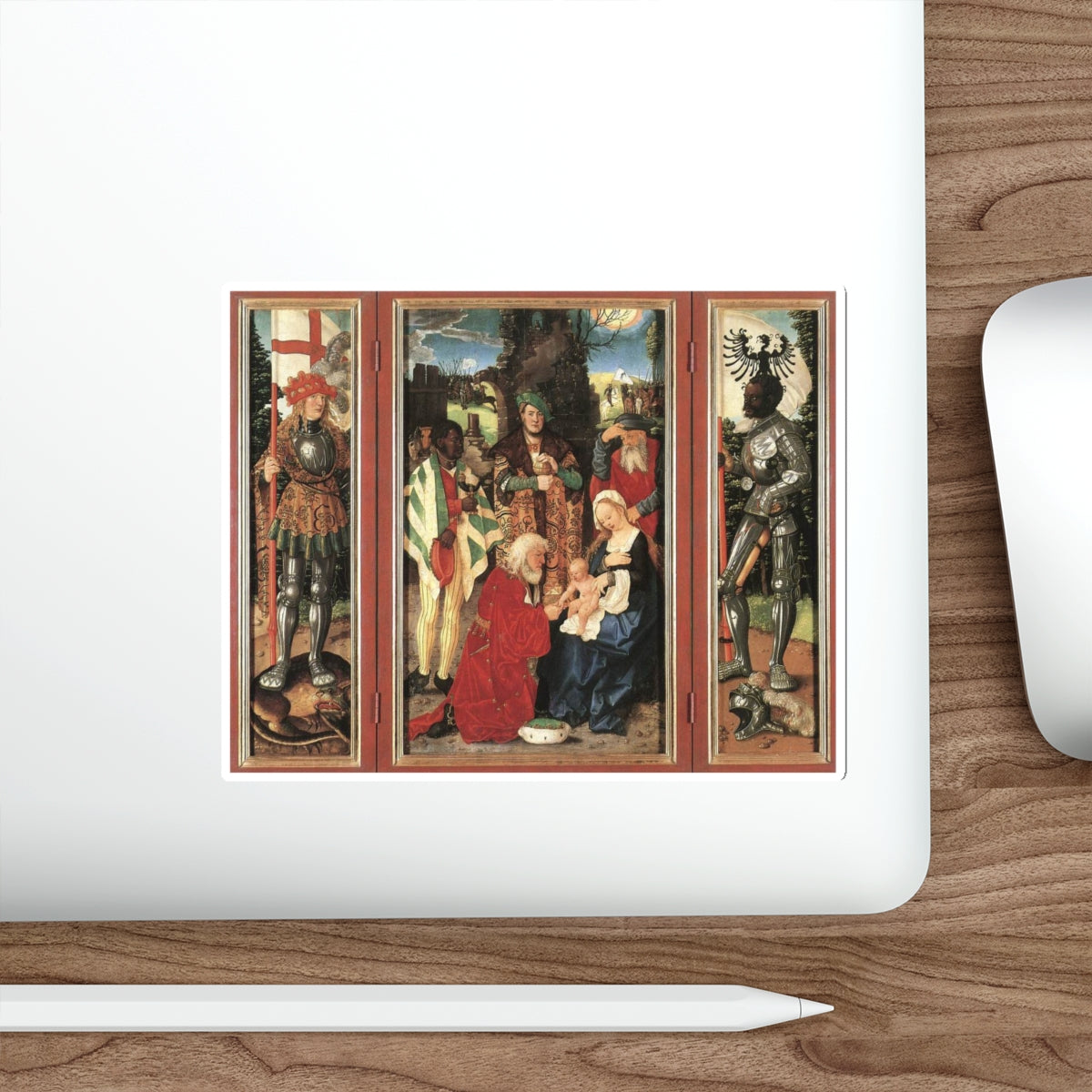 BALDUNG GRIEN, Hans - religious - Three Kings Altarpiece (open) (Artwork) STICKER Vinyl Die-Cut Decal-The Sticker Space