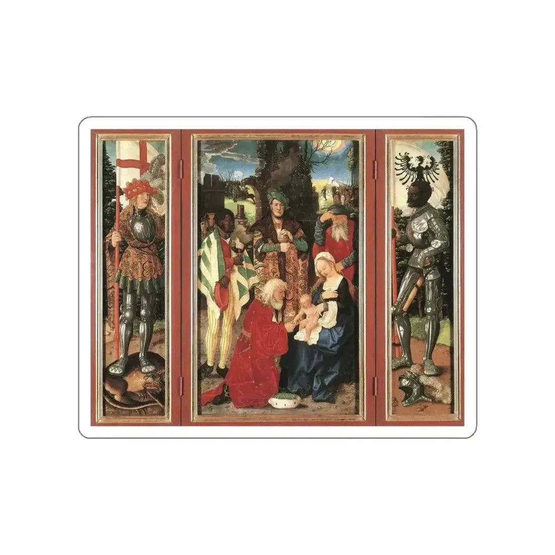 BALDUNG GRIEN, Hans - religious - Three Kings Altarpiece (open) (Artwork) STICKER Vinyl Die-Cut Decal - The Sticker Space